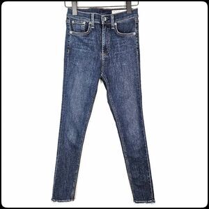 RAG & BONE High Rise Ankle Skinny Med Wash Stretch Casual Women's Denim Jeans 25